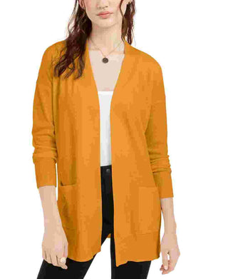 Pink Rose Junior's Open Cardigan Sweater Gold Size Medium