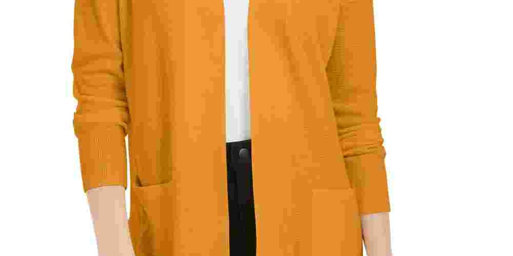 Pink Rose Junior's Open Cardigan Sweater Gold Size Medium