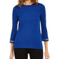 Michael Kors Women's Embellished Bell Sleeve Top Blue Size Petite