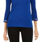 Michael Kors Women's Embellished Bell Sleeve Top Blue Size Petite