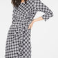 NY Collection Women's Petite Printed Ruffled Sheath Dress Black Size Petite Medium