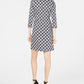 NY Collection Women's Petite Printed Ruffled Sheath Dress Black Size Petite Medium