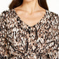 NY Collection Women's Petite Printed Empire-Waist Dress Brown Size Petite Small