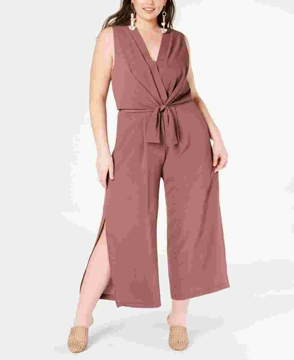 Monteau Junior's Trendy Tie Front JumPetite Smalluit Mauve Size 2X