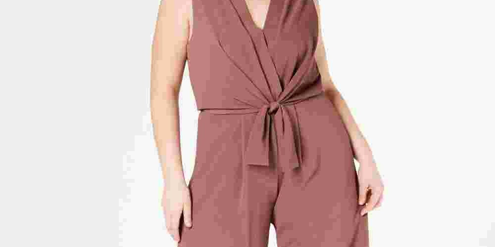 Monteau Junior's Trendy Tie Front JumPetite Smalluit Mauve Size 2X