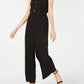 Monteau Women's Square Neck Jumpsuit Black Size Petite-XL