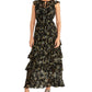 Rachel Roy Women's Issa Printed Ruffled Maxi Dress Black Size 4
