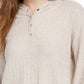 Ultra Flirt Junior's Cozy Ribbed Henley Hoodie Beige Size X-Small