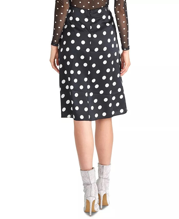 Rachel Roy Juniors' Susanna Gathered Polka Dot Midi Skirt Black Size 4
