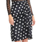 Rachel Roy Juniors' Susanna Gathered Polka Dot Midi Skirt Black Size 4