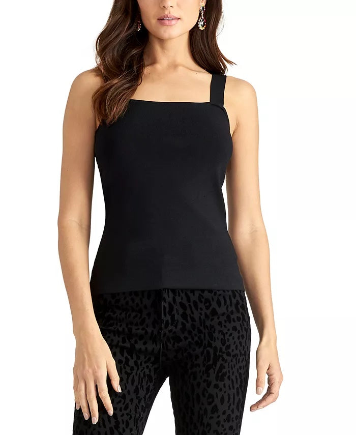 Rachel Roy Women's Square Neck Tank Top Black Size Small