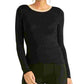 Rachel Roy Women;s Black Long Sleeve Crew Neck Blouse Evening Top Black Size Large