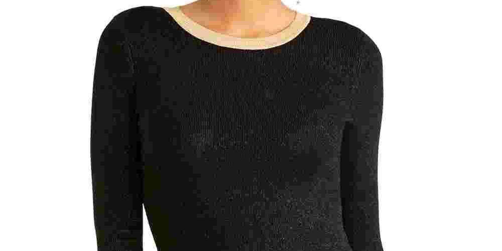 Rachel Roy Women;s Black Long Sleeve Crew Neck Blouse Evening Top Black Size Large