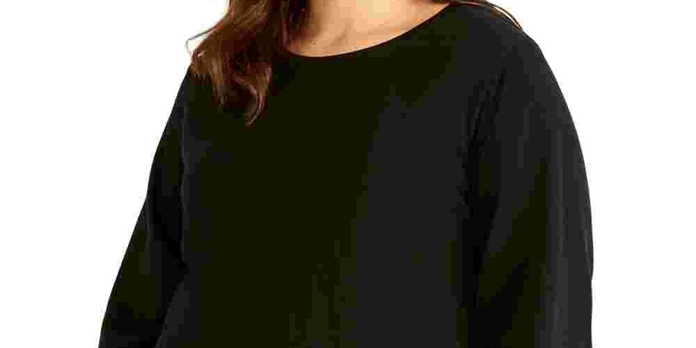 Rachel Roy Women's Trendy Plus Size Liya Drawstring-Sleeve Sweatshirt Black Size 2X