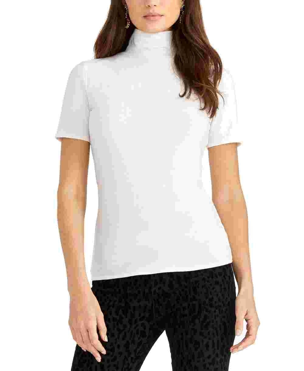 Rachel Roy Women's Cotton Turtleneck Top White Size Large