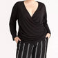 Rachel Roy Women's Trendy Draped Top  Black Size 2X