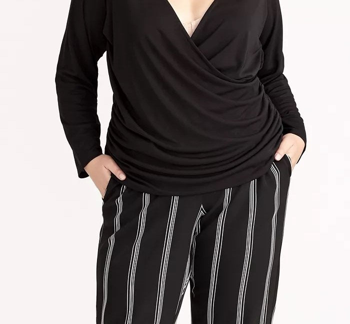Rachel Roy Women's Trendy Draped Top  Black Size 2X