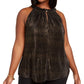 Rachel Roy Women's Plus Size Andy Metallic Halter Tank Top Black Size 1X