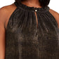 Rachel Roy Women's Plus Size Andy Metallic Halter Tank Top Black Size 1X