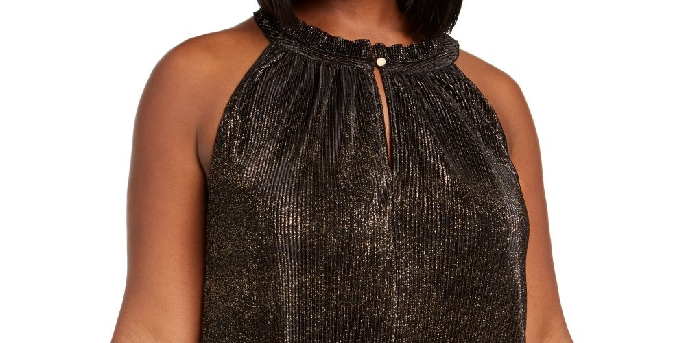 Rachel Roy Women's Plus Size Andy Metallic Halter Tank Top Black Size 1X
