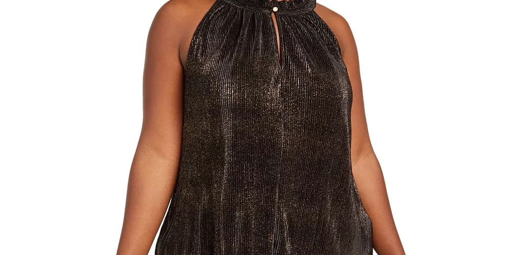 RACHEL Rachel Roy Women's Trendy Plus Size Metallic Halter Top Black Size 3X