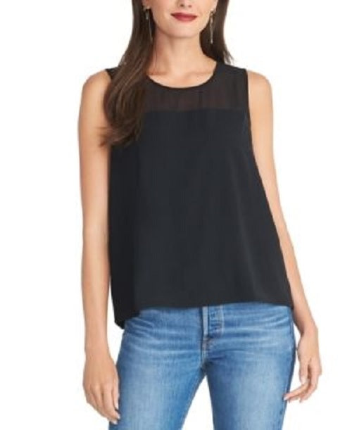 Rachel Roy Women's Mesh-Yoke Sleeveless Top Black Size Small