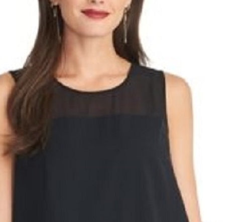 Rachel Roy Women's Mesh-Yoke Sleeveless Top Black Size Small