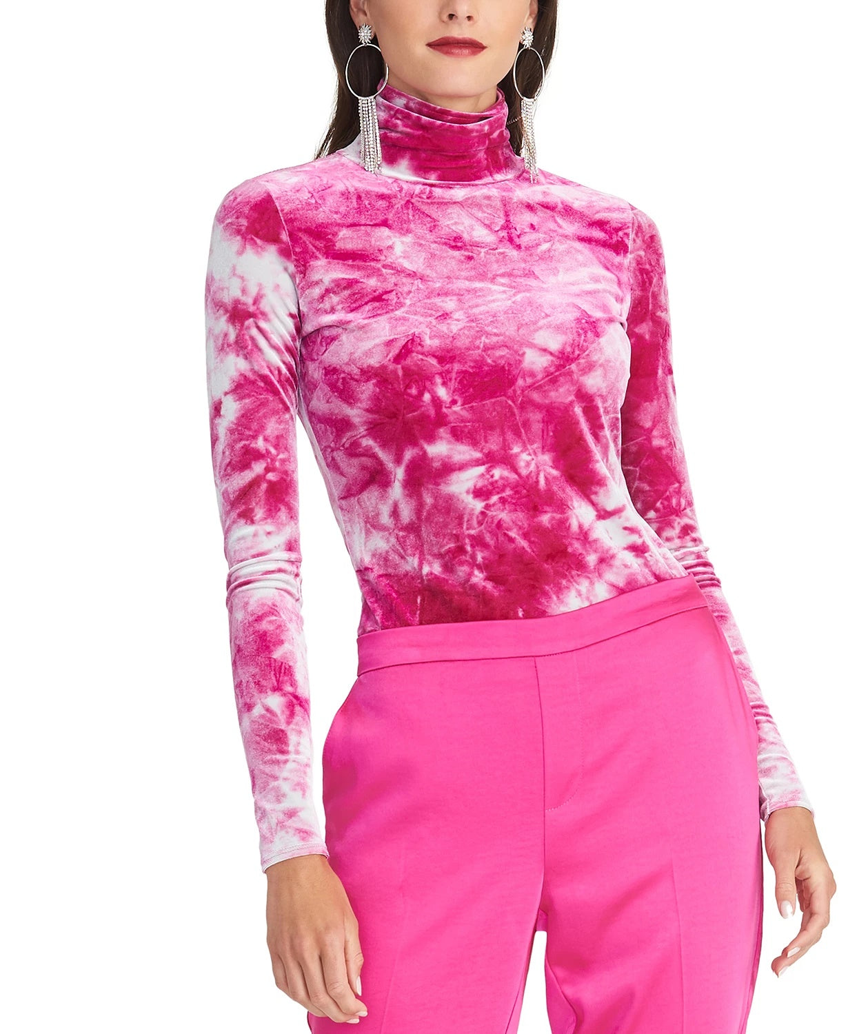 Rachel Roy Women's Val Tie-Dyed Turtleneck Top Purple Size Medium