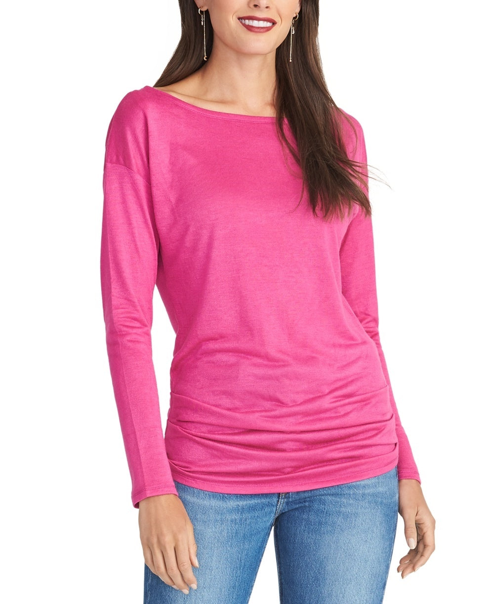 Rachel Roy Women's Chloe Boat Neck Top Pink Size X-Small