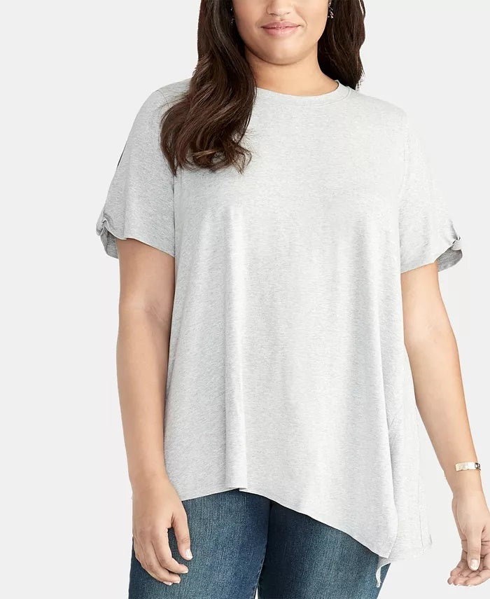 RACHEL Rachel Roy Women's Trendy Plus Size Split-Sleeve Asymmetrical Top Gray Size 1X