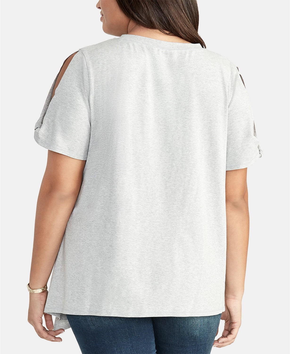 RACHEL Rachel Roy Women's Trendy Plus Size Split-Sleeve Asymmetrical Top Gray Size 1X