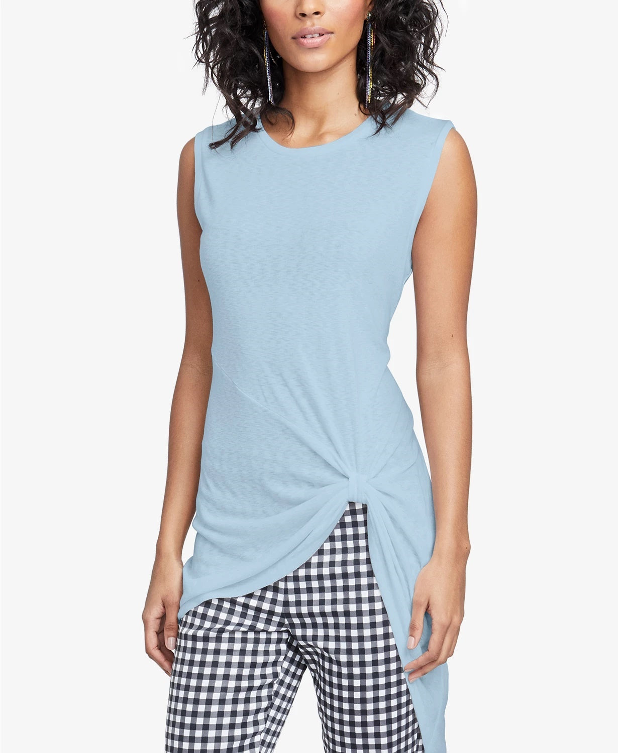 Rachel Roy Women's Twisted High Low Top  Blue Size Small