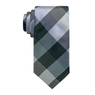 Ryan Seacrest Distinction Men's Weho Check Slim Silk Tie  Dark Green Size Regular