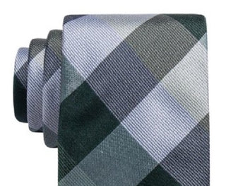 Ryan Seacrest Distinction Men's Weho Check Slim Silk Tie  Dark Green Size Regular