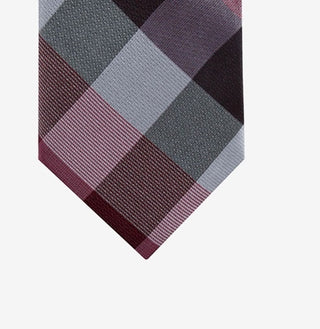 Ryan Seacrest Distinction Men's Weho Check Slim Silk Tie  Dark Red Size Regular