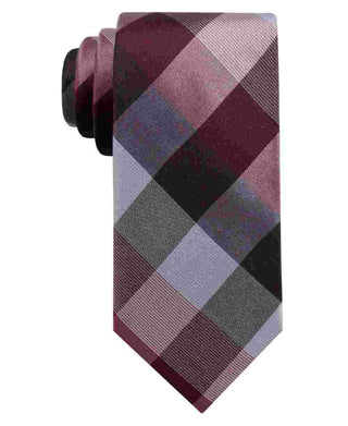 Ryan Seacrest Distinction Mens Weho Silk Check Regular Tie Dark Red Size Regular