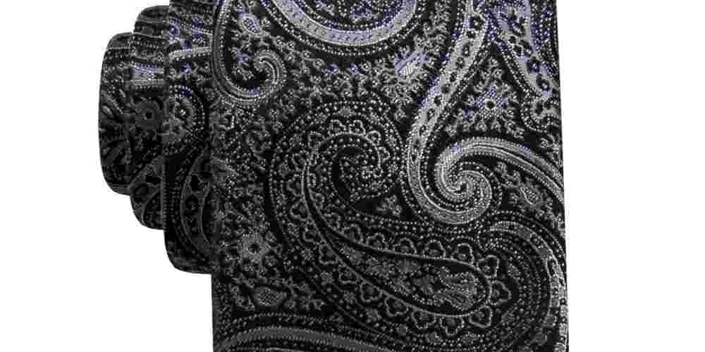 Ryan Seacrest Distinction Men's Gardenia Paisley Slim Silk Tie Black Regular