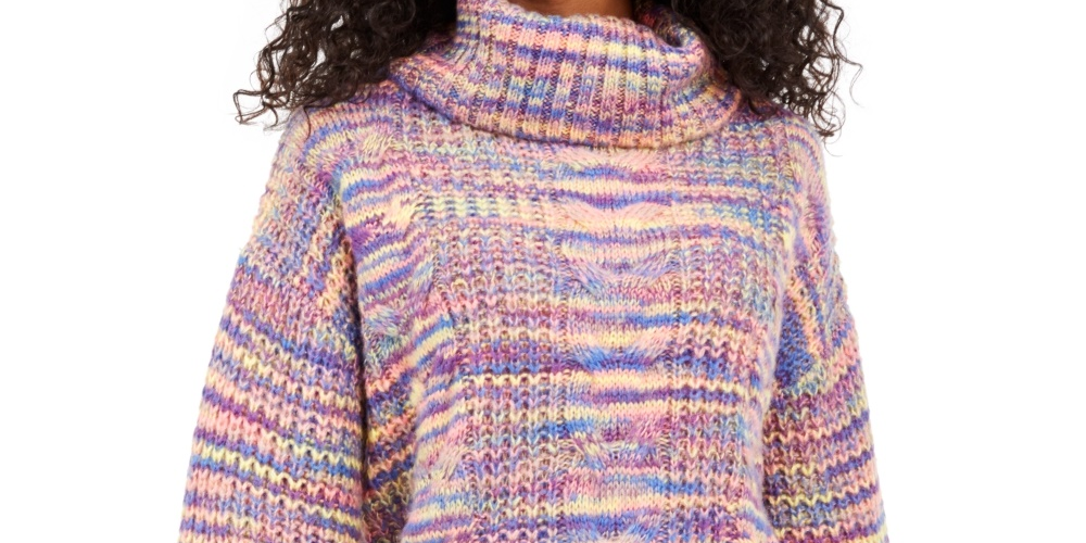 No Comment Juniors' Metallic Turtleneck Sweater Assorted Size Medium