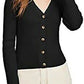 Ultra Flirt Junior's Cropped Ribbed Cardigan Sweater Black Size Medium