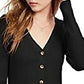 Ultra Flirt Junior's Cropped Ribbed Cardigan Sweater Black Size Medium