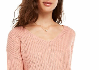 Ultra Flirt Junior's Lace Up Back Sweater Orange Size Medium