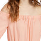 Ultra Flirt Junior's Smocked Off The Shoulder Top Pink Size Large