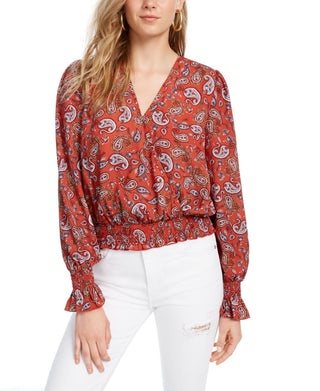 Ultra Flirt Juniors' Smocked Top Rustcopper Size Small