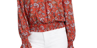 Ultra Flirt Juniors' Smocked Top Rustcopper Size Small