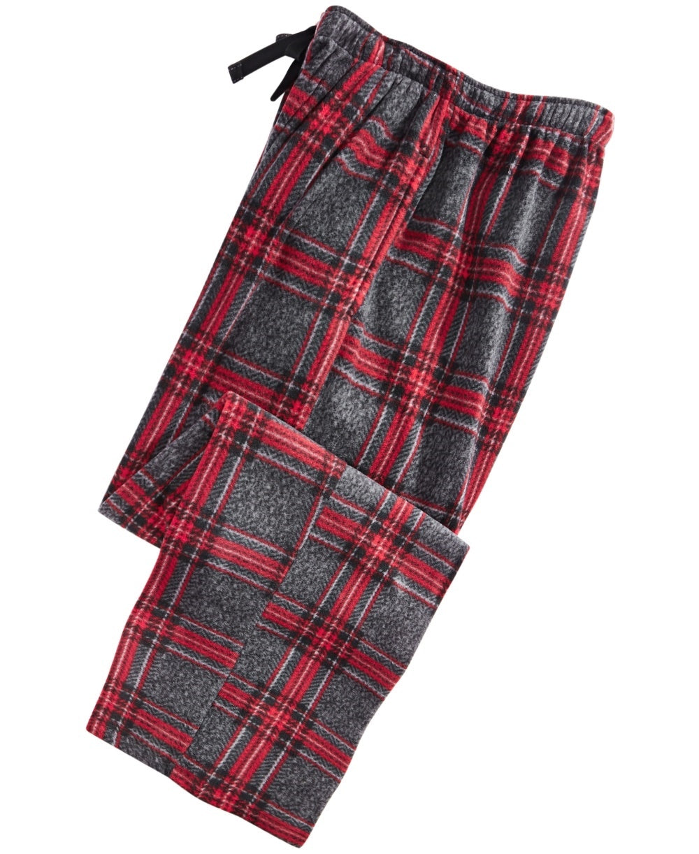 Perry Ellis Men's Large Plaid Fleece Pajama Pants Red Size Small