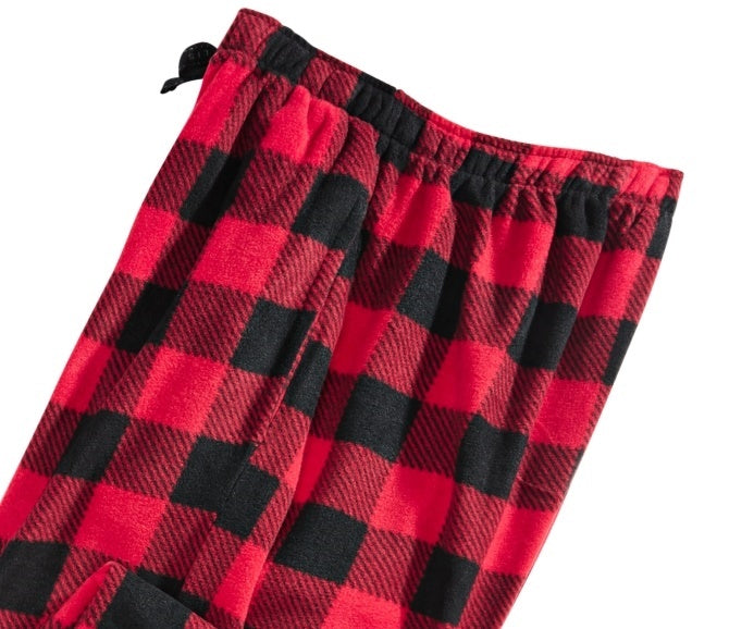 Perry Ellis Men's Buffalo Plaid Fleece Pajama Pants Red Size Small