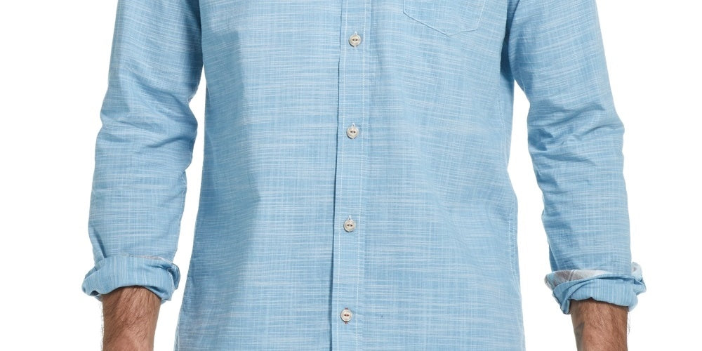 Weatherproof Vintage Men's Pinstripe Collared Dress Shirt Blue Size Small