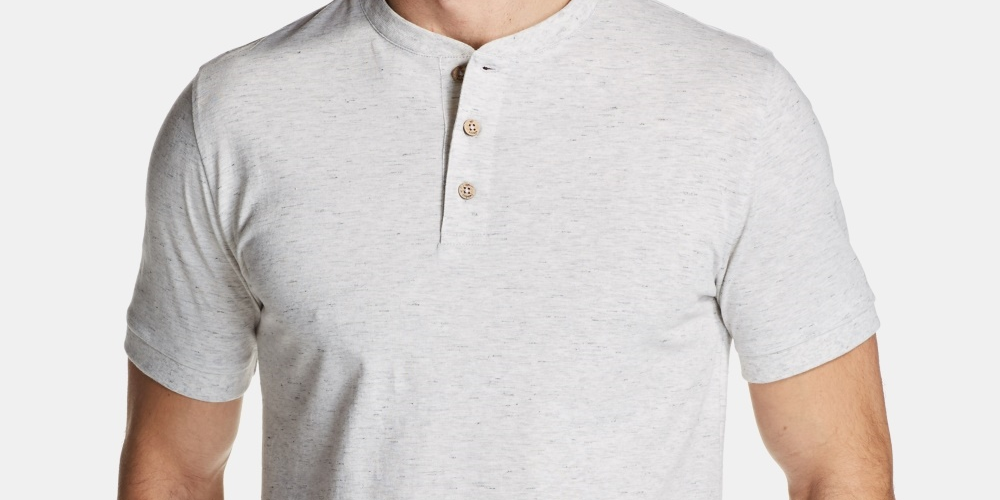 Weatherproof Vintage Men's Melange Henley Shirt Beige Size XXX-Large