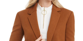 Calvin Klein Women's Open Front Blazer Brown Size 10