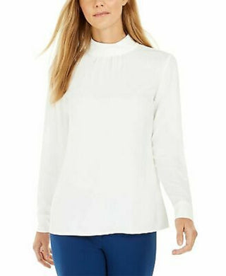 Calvin Klein Women's Mock Neck Long Sleeve Top White Size X-Large